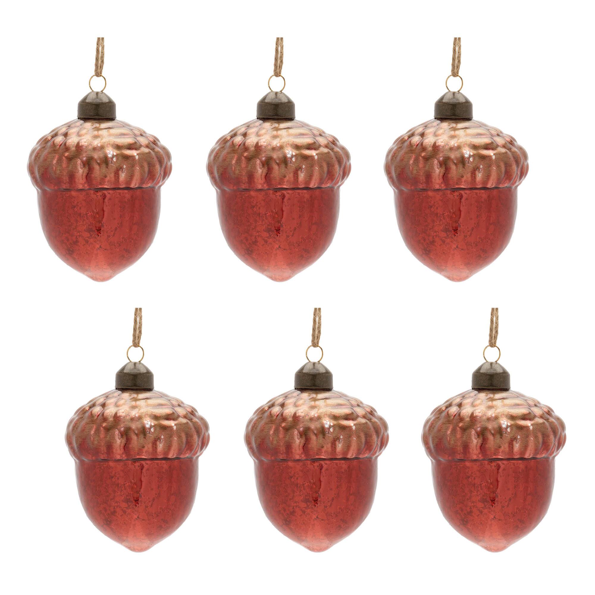4" Mercury Glass Acorn Ornaments, 6ct.